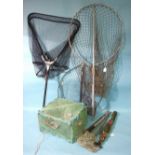 A Shakespeare landing net, three others and a keep or bait net, (5).