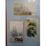 An album of approximately 230 postcards depicting ships and naval history, including five posted