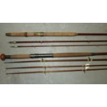 A Farlow's 11ft 6'' 3-piece split-cane double-handed fly rod, with bronzed brass fittings, screw fix