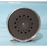A vintage Hardy Bros Ltd 3½'' fly reel "The Perfect", with alloy foot, adjustable check and a gate