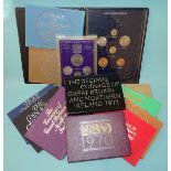 Thirteen The Royal Mint Proof Collections: 1970/1/2/3/4/5/6/7/8/1980(x2)/81/82, a 1967 Mint Set, a