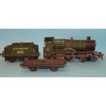 Hornby O gauge, an unboxed GWR 4-4-0 locomotive "County of Bedford" RN3821, (a/f, no tender), an