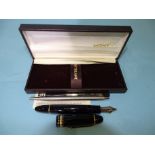 A Mont Blanc Meisterstruck No.149 fountain pen in case, with 14ct white and yellow gold nib,