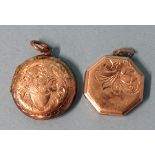 Two 9ct gold (back and front) locket pendants, 7.1g, (2).