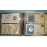An album of five 1973 United Nations sterling silver medallic first day covers.