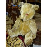 A plush mohair teddy bear, 50cm high and a quantity of handbags, etc.