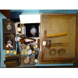 A Henri Wintermans cigar display case, 36 x 27cm, with a quantity of watches, lighters, cigarette