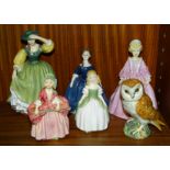 Four Royal Doulton figurines: 'Buttercup' HN2309, 'Debbie' HN2385, 'Penny' HN2338 and 'Bo Peep'