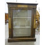 A Victorian inlaid and grained walnut dwarf display cabinet, 65.5cm wide, 99cm high, 30cm deep.