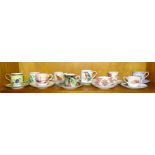 A collection of eight modern Royal Worcester 'Connoisseur Collection' cabinet cups and saucers,