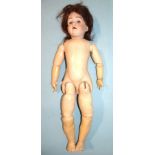 Max Handwerck, a 283 bisque-head doll with fixed blue eyes, open mouth, no teeth and brown mohair