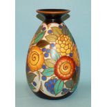 A Boch Freres Keramis Art Deco vase decorated with stylised flowers, possibly by Charles Catteau,
