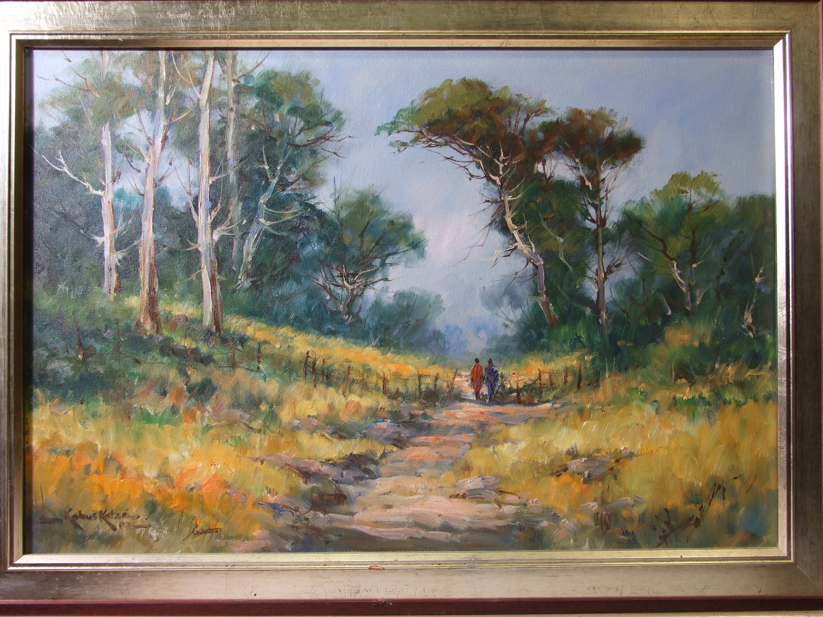 Kobus Petrus Kotzé (South African, b.1938) FIGURES ON A SUNLIT PATH Signed oil on canvas, dated ' - Bild 2 aus 4