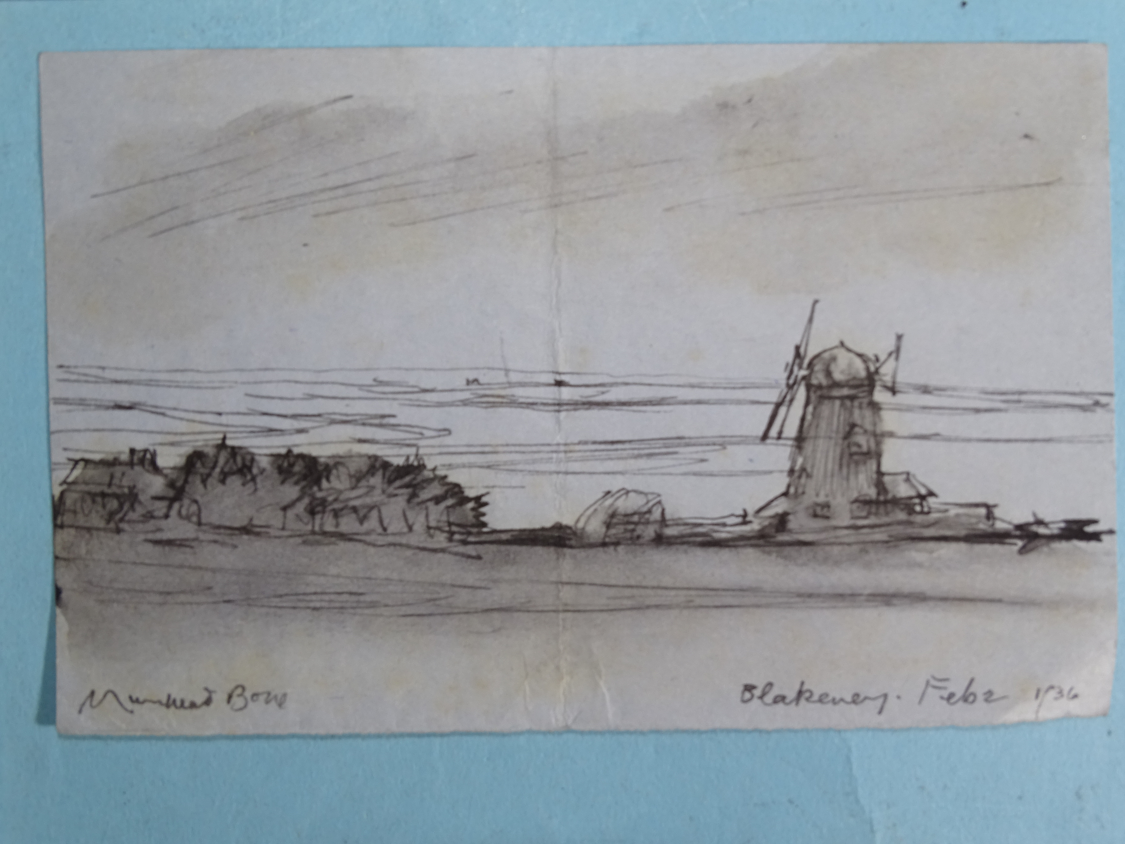 “Near Ely - scene on The Broads with figures on a wooden bridge”, signed and dated 1902, also - Image 6 of 6