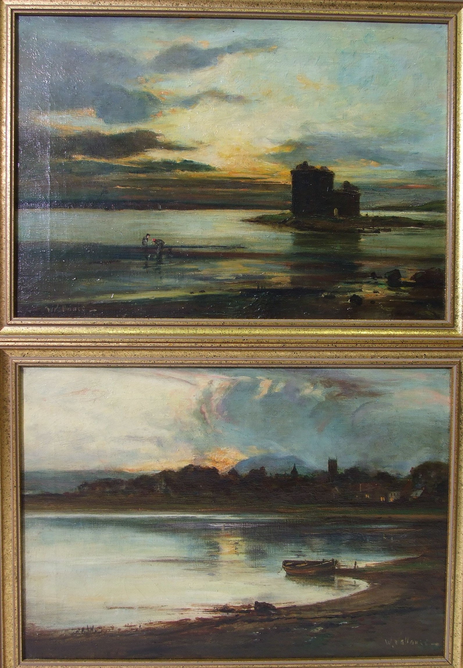 William Fleming Vallance (1827-1904) CASTLE BAY, BARRA (SCOTLAND) AND KISIMUL CASTLE Signed oil on