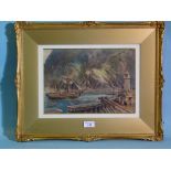 Albert Goodwin RWS (1845-1932) ILFRACOMBE, NORTH DEVON Signed watercolour with scratching out,