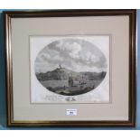 After Wm Hay, a set of six views of Plymouth, coloured engravings within ovals, each with