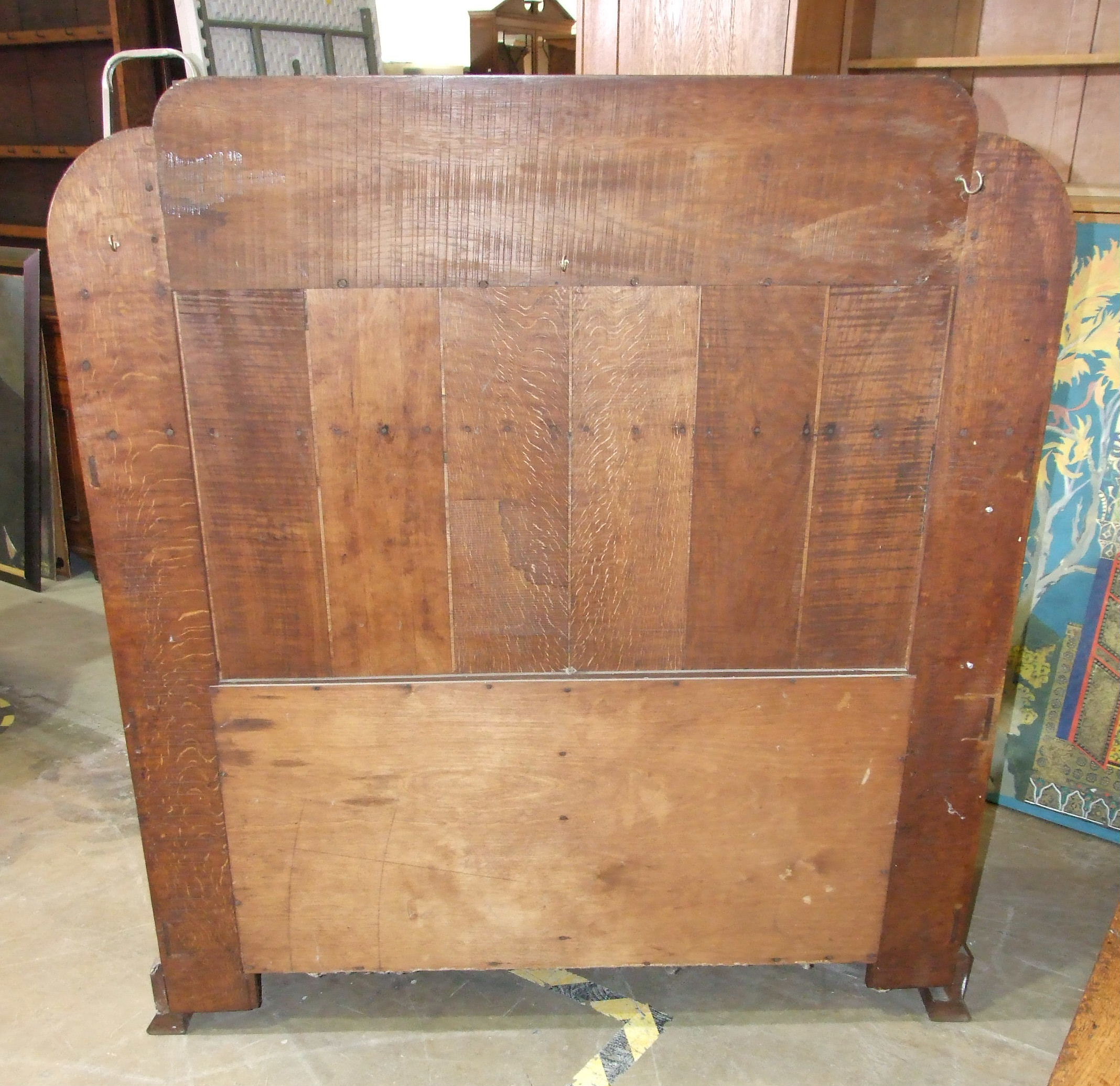 An early-20th century Arts & Crafts oak dining table, the plank top above a single frieze drawer, on - Image 10 of 10