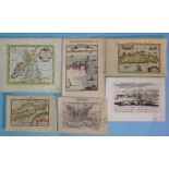 A collection of four hand-coloured bookplate maps and two engravings, including: Alain Manersson