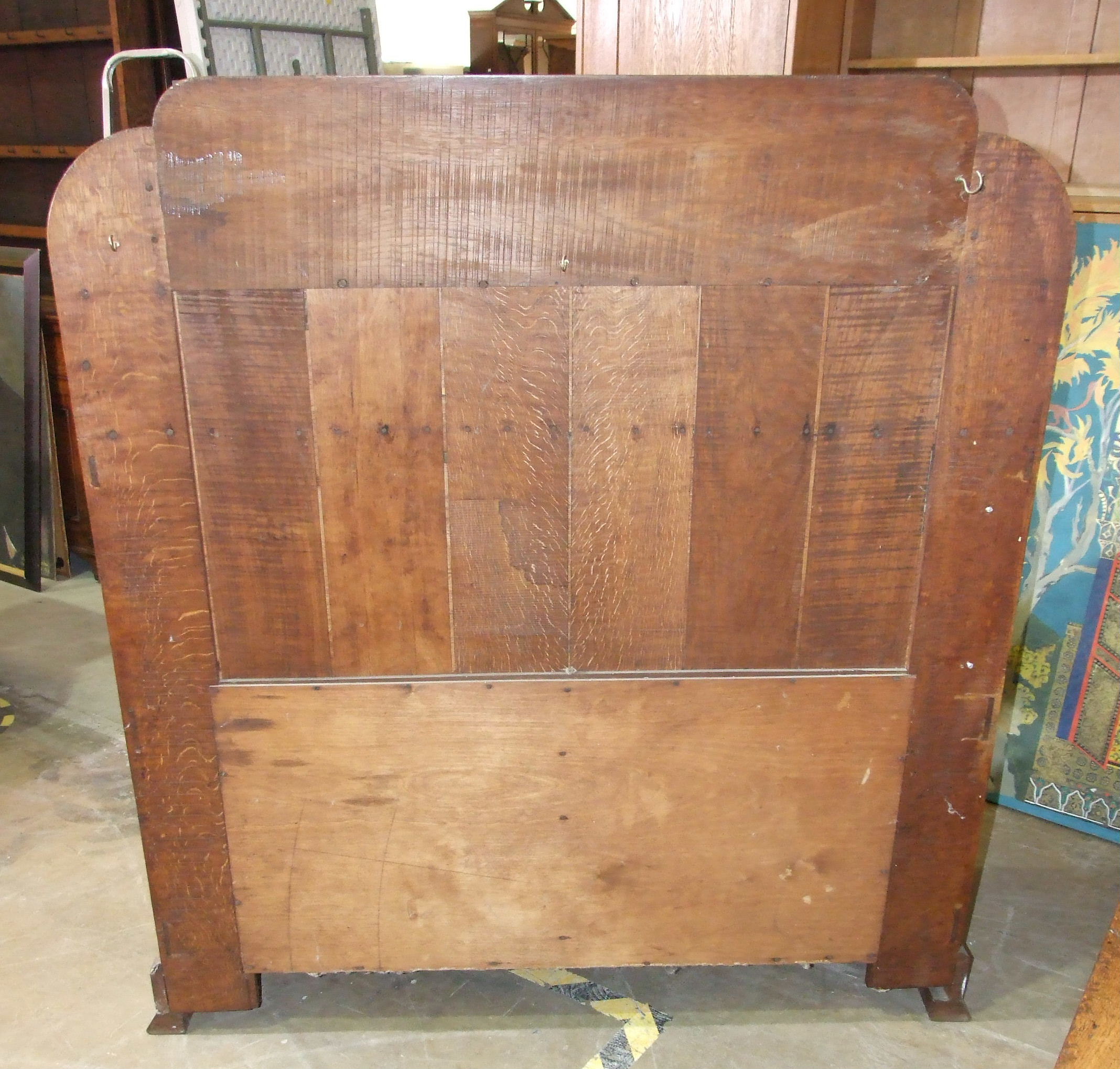 An early-20th century Arts & Crafts oak dining table, the plank top above a single frieze drawer, on - Image 5 of 10