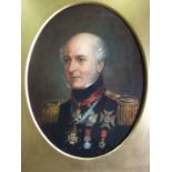 19th century English School PORTRAIT OF A MILITARY OFFICER WEARING MEDAL GROUP, INCLUDING KCB (