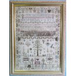 A large 18th century sampler by Elizabeth Huntington, aged 10, 1799, with alphabet, numbers,