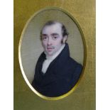 18th/19th century English School REVERAND JOHN PLAYER OBE DOC MA Oval portrait miniature, 9.5 x 7cm.