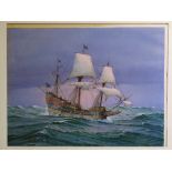 C A De Vries (Dutch, 20th century) THE GOLDEN HIND Signed watercolour, 39.5 x 52cm, titled verso