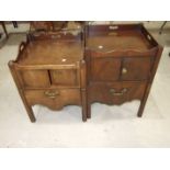 A Georgian mahogany night table, with galleried top above a pair of cupboard doors and commode