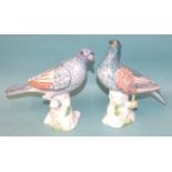 Crown Staffordshire, a pair of 'Solitary Sparrow' models by M Doubell Miller, printed green