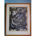 After Jimoh Buraimoh, 'Oshogloo, Butterfly Deep Etching SP1/2', a coloured lithograph, dated '77, 60