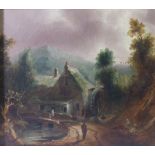 F J Ellis (19th century) WATER MILL NEAR EGGBUCKLAND, DEVON Oil on canvas, signed and titled on wood