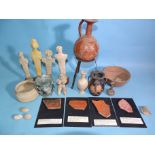 A collection of ancient Roman, Greek and other pottery and glass, Ushabti and early collectable