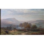 John Barrett (1875-1895) "NEAR SHEEPSTOR" - CATTLE IN A MOORLAND LANDSCAPE Signed oil on canvas,