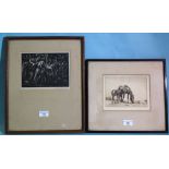 Mary C Marsh, 'Mare & Foal', etching, signed in mount, titled label verso, 14.5 x 18.5cm, together