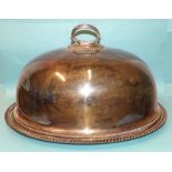 A large silver-plated meat dish and dome by Mappin & Webb, dish 50 x 40cm, dome 26cm high.
