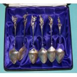 A set of six sterling silver Australian teaspoons with terminals representing six indigenous