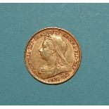 A Queen Victoria 1900 half-sovereign.