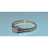 A solitaire diamond ring set a brilliant-cut diamond, 0.1cts approximately, in 18ct gold and