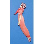 Léa Stein, Paris, a ‘Tennis Woman’ or ‘Diver’ brooch pin c1970’s depicting a lady in pink jumpsuit