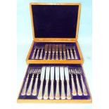 A set of twelve silver fish eaters by Howard & Hawksworth, Sheffield 1893, (boxed).
