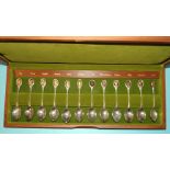 John Pinches Ltd, a set of twelve Royal Horticultural Society Flower Spoons, Sheffield 1973, in