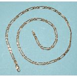 A 9ct gold neck chain of figure-of-eight and long links, 45.5cm, 8.5g.
