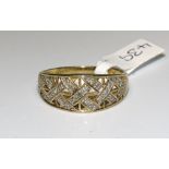A 9ct gold ring set a lattice of 8/8-cut diamond points, size W, 3g.