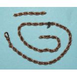 A length of 9ct gold rope-twist chain, (in three pieces, a/f), 19.8g.
