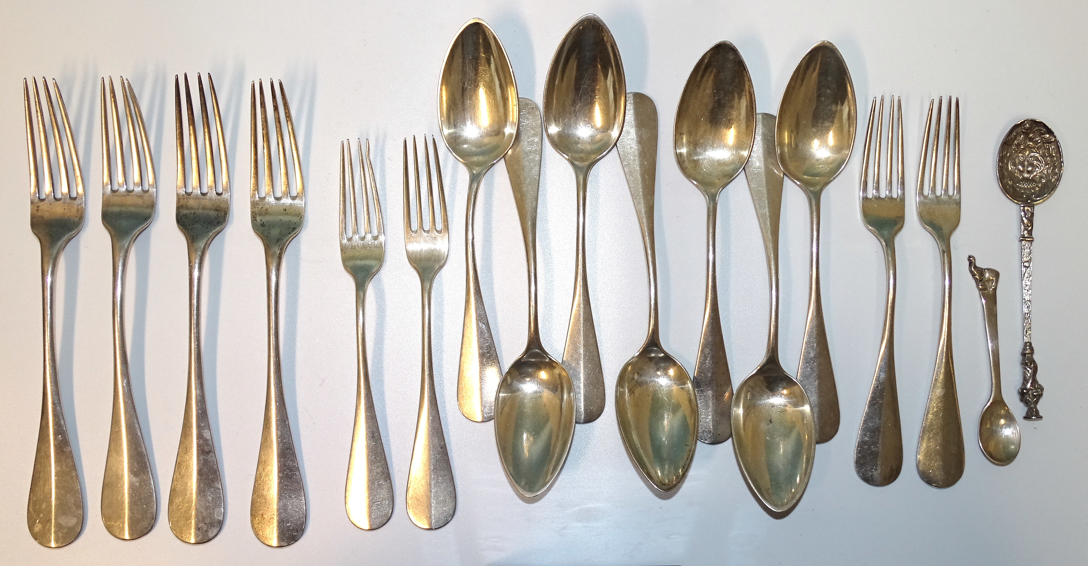 A collection of German silver flatware, stamped 800 and marked Friedlander, embossed with