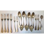 A collection of German silver flatware, stamped 800 and marked Friedlander, embossed with