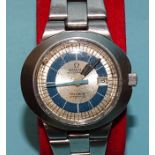 Omega, a 1970's lady's Omega Genève Automatic Dynamic wrist watch, with date aperture in blue and