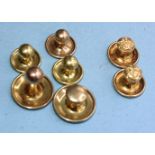 A pair of 18ct gold dress studs, 1.9g and five 9ct gold dress studs, 3.3g, (7), in stud box.
