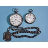 A silver-cased key-wind open-face pocket watch, 47mm, 92.9g, (working), a lady's silver-cased pocket